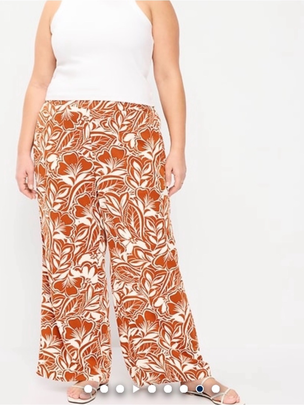 Old Navy Burnt Orange & Cream Floral Playa Wide-Leg Women’s Pants